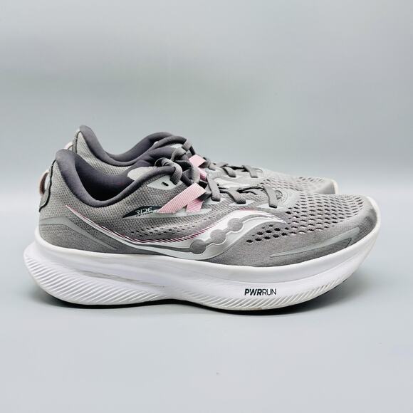 Saucony Shoes Women 8 Wide Gray Pink Ride 16 Running Trainer Sneakers - Picture 1 of 12